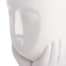 Ceramic Face Pot White Thinker (12x12.2x20cmH)