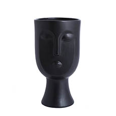 Trend Ceramic Pots - Ceramic Face Pot Lily Black (14x13.5x24.5cmH)