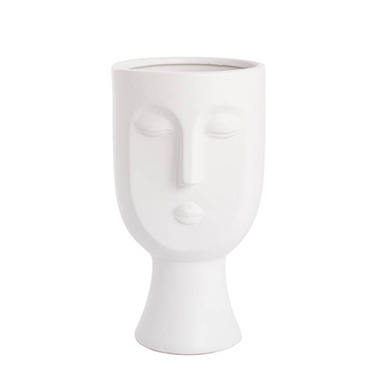 Trend Ceramic Pots - Ceramic Face Pot Lily White (14x13.5x24.5cmH)