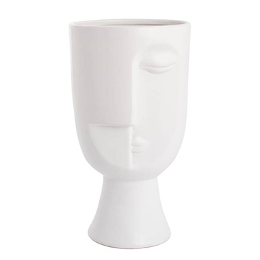 Ceramic Face Pot White (16.3x16.3x29.5cmH)