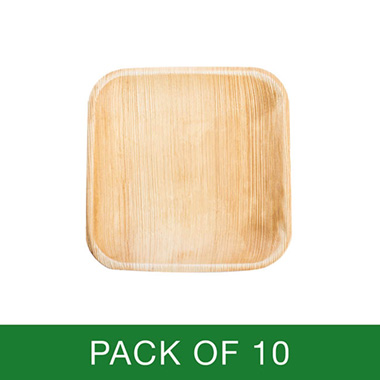 Party Tableware - Palm Leaf Square Plate (15cm) Pack 10