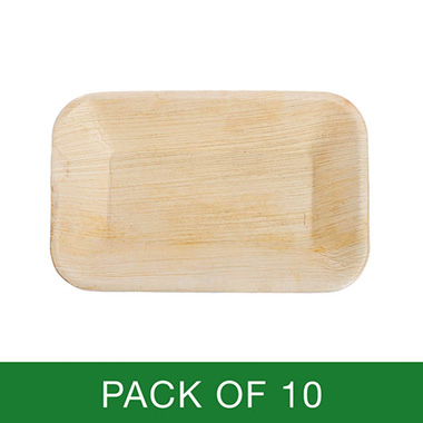 Party Tableware - Palm Leaf Rectangle Plate (23x16cm) Pack 10
