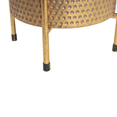 Pressed Metal Planter with Rack Gold (16x16x22.5cmH)
