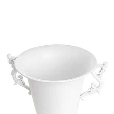Metal Flute Vase with Handles White (31.5x24.5x35.5cmH)
