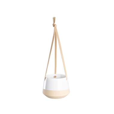 Trend Ceramic Pots - Ceramic Dolomite Hanging Pot Duo White (15.6x11.8cmH)