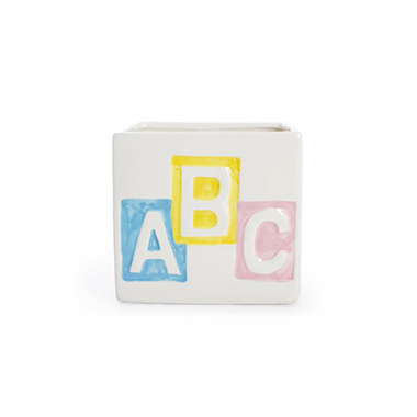 Ceramic Baby ABC Cube White (13x13x12cmH)
