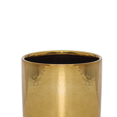Ceramic Metallic Cylinder Pot Brass Gold (13.5x12.5cmH)