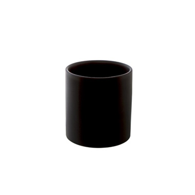 Satin Matte Collection - Ceramic Cylinder Pot Satin Matte Black (12x12.5cmH)