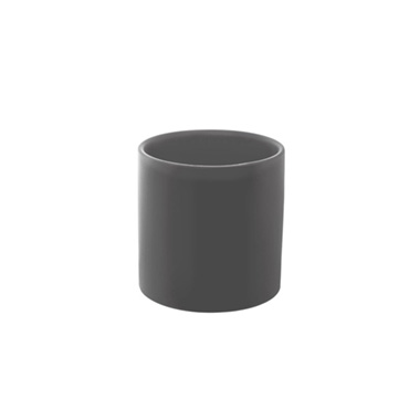 Ceramic Cylinder Pot Satin Matte Charcoal (12x12.5cmH)