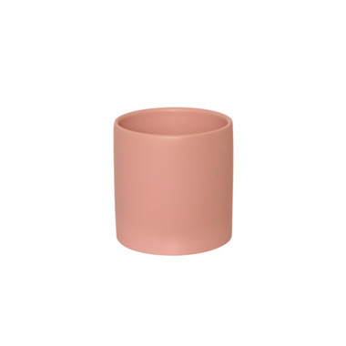Satin Matte Collection - Ceramic Cylinder Pot Satin Matte Coral (12x12.5cmH)