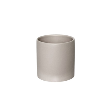 Satin Matte Collection - Ceramic Cylinder Pot Satin Matte Light Grey (12x12.5cmH)