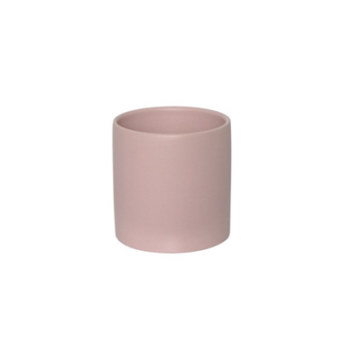 Ceramic Cylinder Pot Satin Matte Soft Pink (12x12.5cmH)