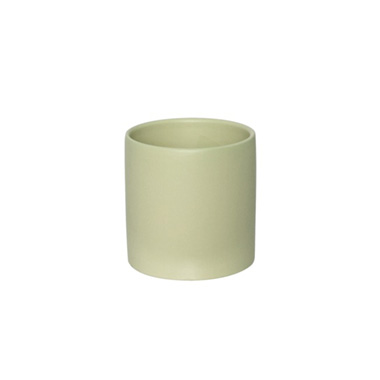 Ceramic Cylinder Pot Satin Matte Sage (12x12.5cmH)