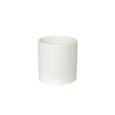  - Ceramic Cylinder Pot Satin Matte White (12x12.5cmH)
