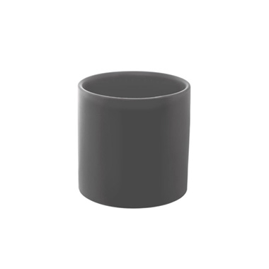 Ceramic Cylinder Pot Satin Matte Charcoal (14x14cmH)
