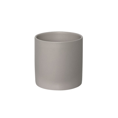 Ceramic Cylinder Pot Satin Matte Light Grey (14x14cmH)