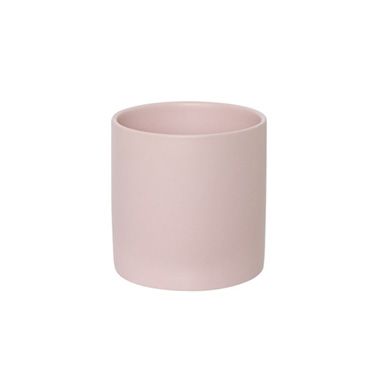 Ceramic Cylinder Pot Satin Matte Soft Pink (14x14cmH)