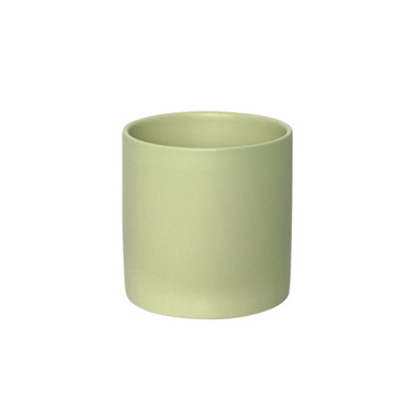 Ceramic Cylinder Pot Satin Matte Sage (14x14cmH)