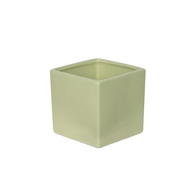 Satin Matte Collection - Ceramic Cube Pot Satin Matte Sage (12x12x12cmH)