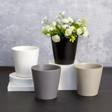 Ceramic Conical Pot Satin Matte Black (13.5x13.5cmH)