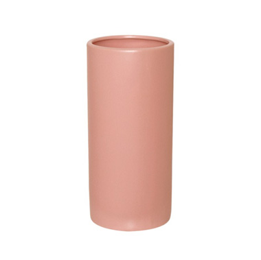 Satin Matte Collection - Ceramic Cylinder Pot Satin Matte Coral (13x28cmH)