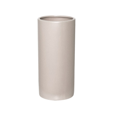 Satin Matte Collection - Ceramic Cylinder Pot Satin Matte Light Grey (13x28cmH)