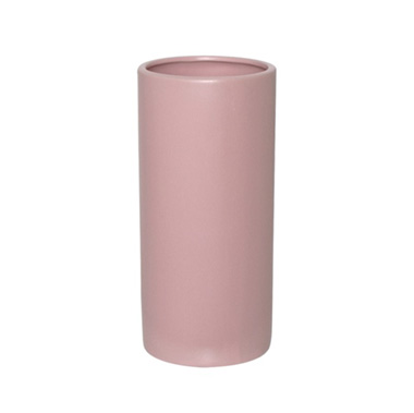Satin Matte Collection - Ceramic Cylinder Pot Satin Matte Soft Pink (13x28cmH)