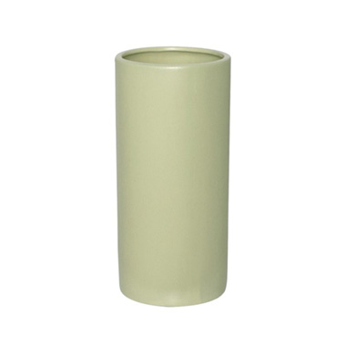  - Ceramic Cylinder Pot Satin Matte Sage (13x28cmH)