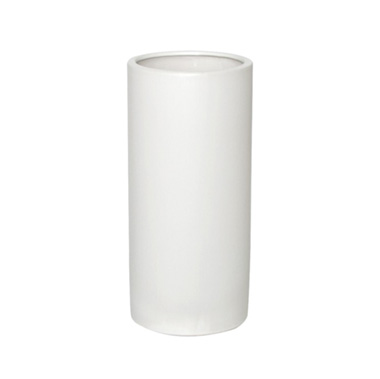 Satin Matte Collection - Ceramic Cylinder Pot Satin Matte White (13x28cmH)