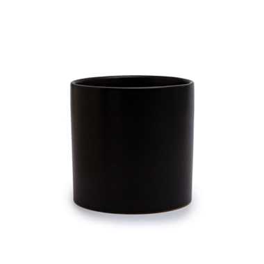 Satin Matte Collection - Ceramic Cylinder Dan Plant Pot Matte Black (18x18cmH)