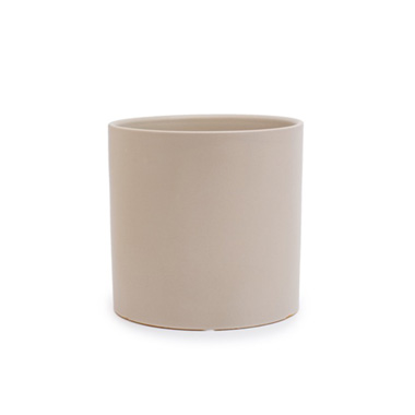 Satin Matte Collection - Ceramic Cylinder Dan Plant Pot Matte Light Grey (18x18cmH)