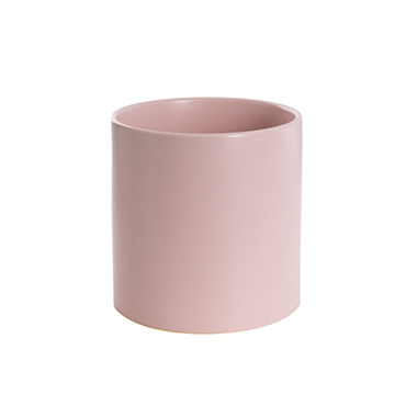 Satin Matte Collection - Ceramic Cylinder Dan Plant Pot Matte Soft Pink(18x18cmH)