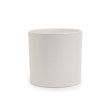 Satin Matte Collection - Ceramic Cylinder Dan Plant Pot Matte White (18x18cmH)