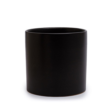 Ceramic Cylinder Dan Plant Pot Matte Black (21x21cmH)