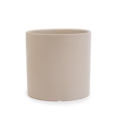 Satin Matte Collection - Ceramic Cylinder Dan Plant Pot Matte Light Grey (21x21cmH)
