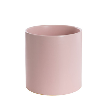 Satin Matte Collection - Ceramic Cylinder Dan Plant Pot Matte Soft Pink(21x21cmH)