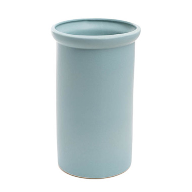 Satin Matte Collection - Ceramic Aphrodite Cylinder Vase Satin Matte Blue (16x28cmH)