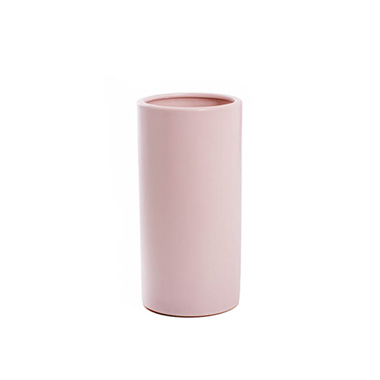 Satin Matte Collection - Ceramic Cylinder Vase Satin Matte Soft Pink (10x20cmH)