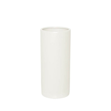 Satin Matte Collection - Ceramic Cylinder Pot Satin Matte White (10x25cmH)