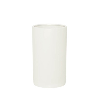 Satin Matte Collection - Ceramic Cylinder Pot Satin Matte White (15x25cmH)