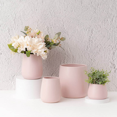 Ceramic Taron Belly Pot Matte Soft Pink (13x10cmH)