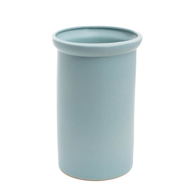 Satin Matte Collection - Ceramic Aphrodite Cylinder Vase Satin Matte Blue(16x25cmH)