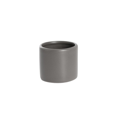 Satin Matte Collection - Ceramic Cylinder Pot Mini Satin Matte Charcoal (8x7cmH)