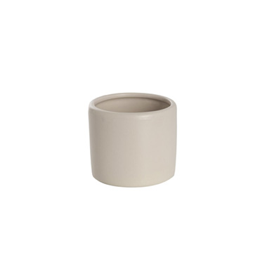 Satin Matte Collection - Ceramic Cylinder Pot Mini Satin Matte Light Grey (8x7cmH)
