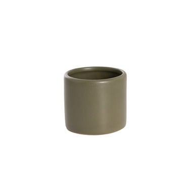Ceramic Cylinder Pot Mini Satin Matte Moss (8x7cmH)