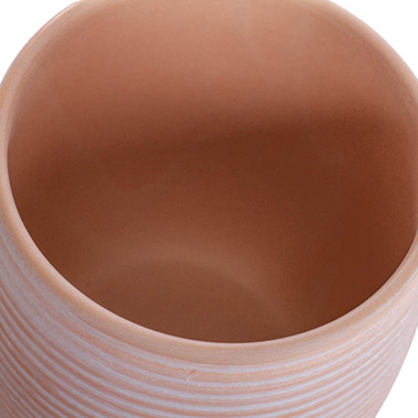 Ceramic Belly Ribbed Round Pot Terra Pink (15.5x15.5cmH)