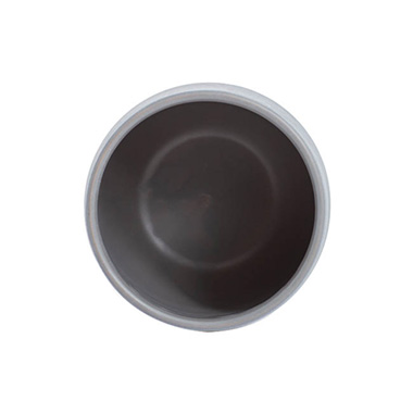 Ceramic Belly Ribbed Round Pot Dark Grey (15.5x15.5cmH)
