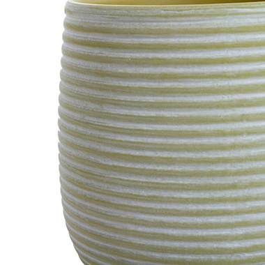Ceramic Belly Ribbed Rnd Pot Asparagus Green (15.5x15.5cmH)