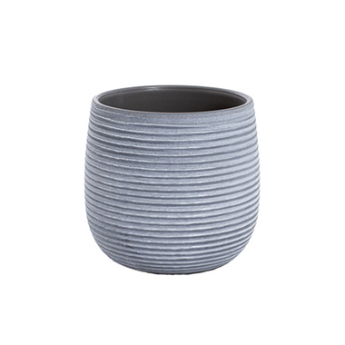 Trend Ceramic Pots - Ceramic Belly Ribbed Round Pot Dark Grey (19x18.5cmH)