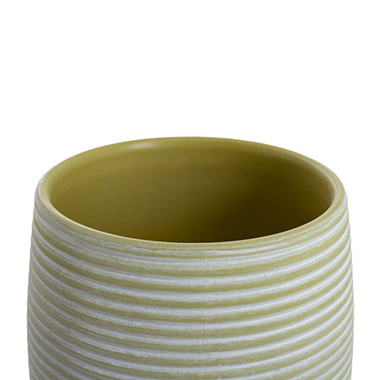 Ceramic Belly Ribbed Rnd Pot Asparagus Green (19x18.5cmH)